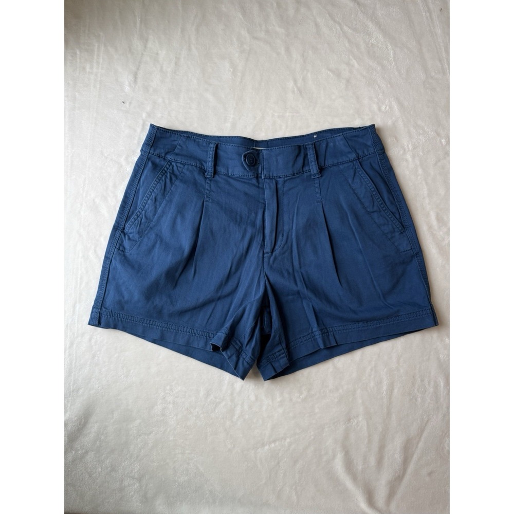 Liverpool Los Angeles Women's Chino Shorts Blue 8/29 Cotton Pleated Preppy